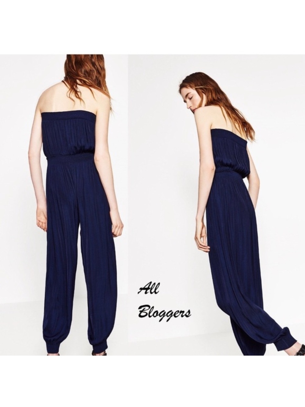 Zara Strapless Navy Jumpsuit